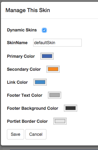 Dynamic skin portlet config mode color picker