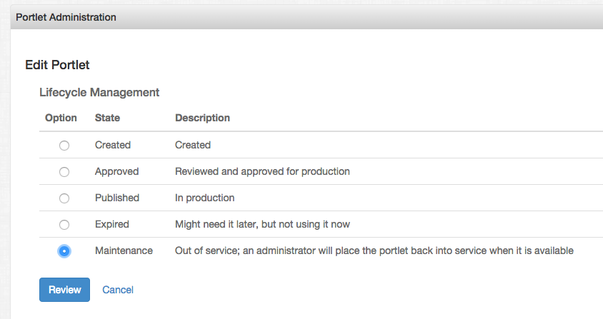 selecting the Maintenance lifecycle state