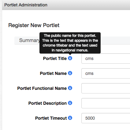 Screenshot of expanded Portlet Title tooltip