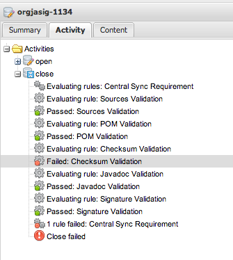 Close failed because of Failed Checksum Validation